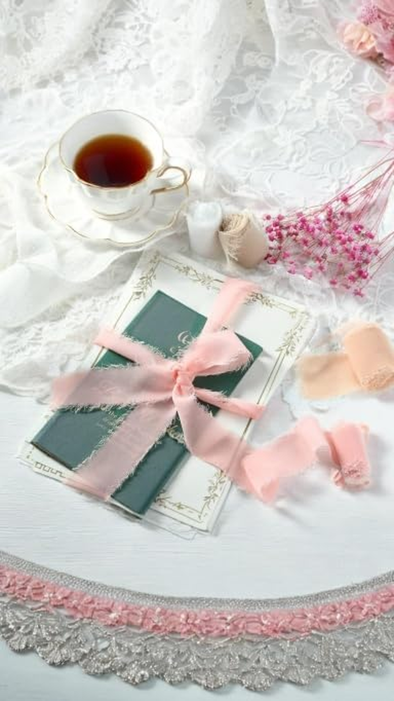 Honwor Handmade Fringe Ribbon Bundle - 2 Rolls, 4Cm X 5M Pink Chiffon & Rose Pink Cotton, for Elegant Wedding Decor, Gifts & DIY Crafts image number 4