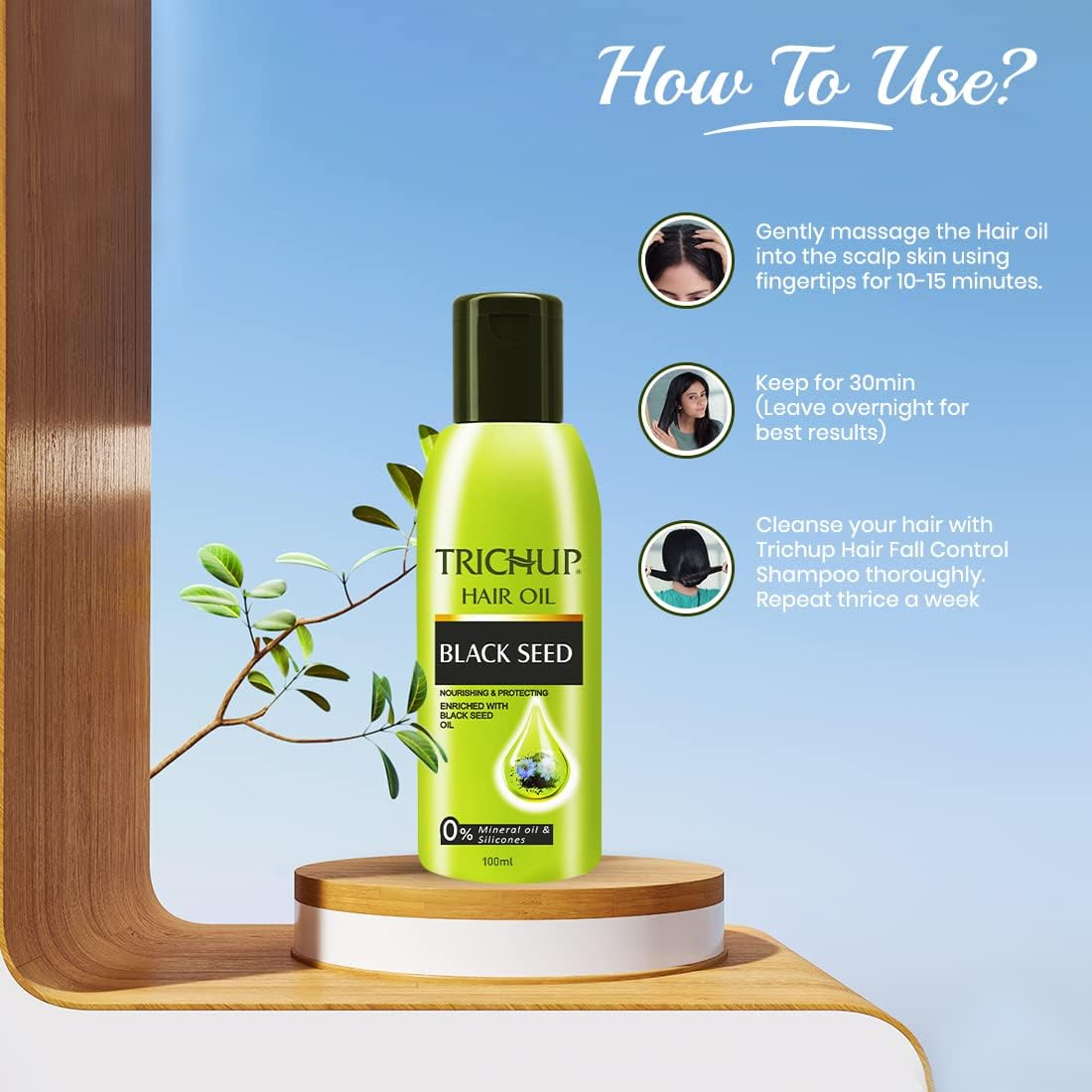 Trichup Black Seed Hair Oil - Enriched with Black Seed - Protecting Hair from Damage and to Promote Healthy Hair (100Ml) image number 4