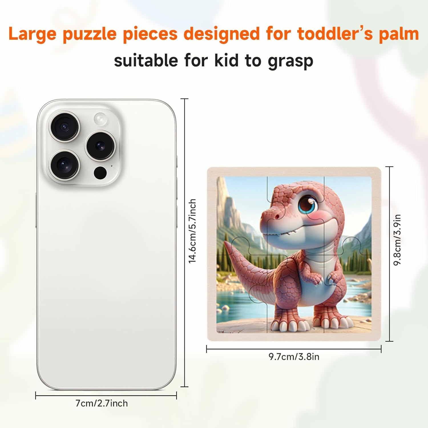 8 Packs Wooden Dinosaur Puzzles for Kids Ages 3-5, Toddler Jigsaw Puzzles for Toddlers 3-5, 6 Pcs Preschool Learning Educational Brain Teaser Boards Toys Gifts for 3 4 5 6 Year Old Boys Girls