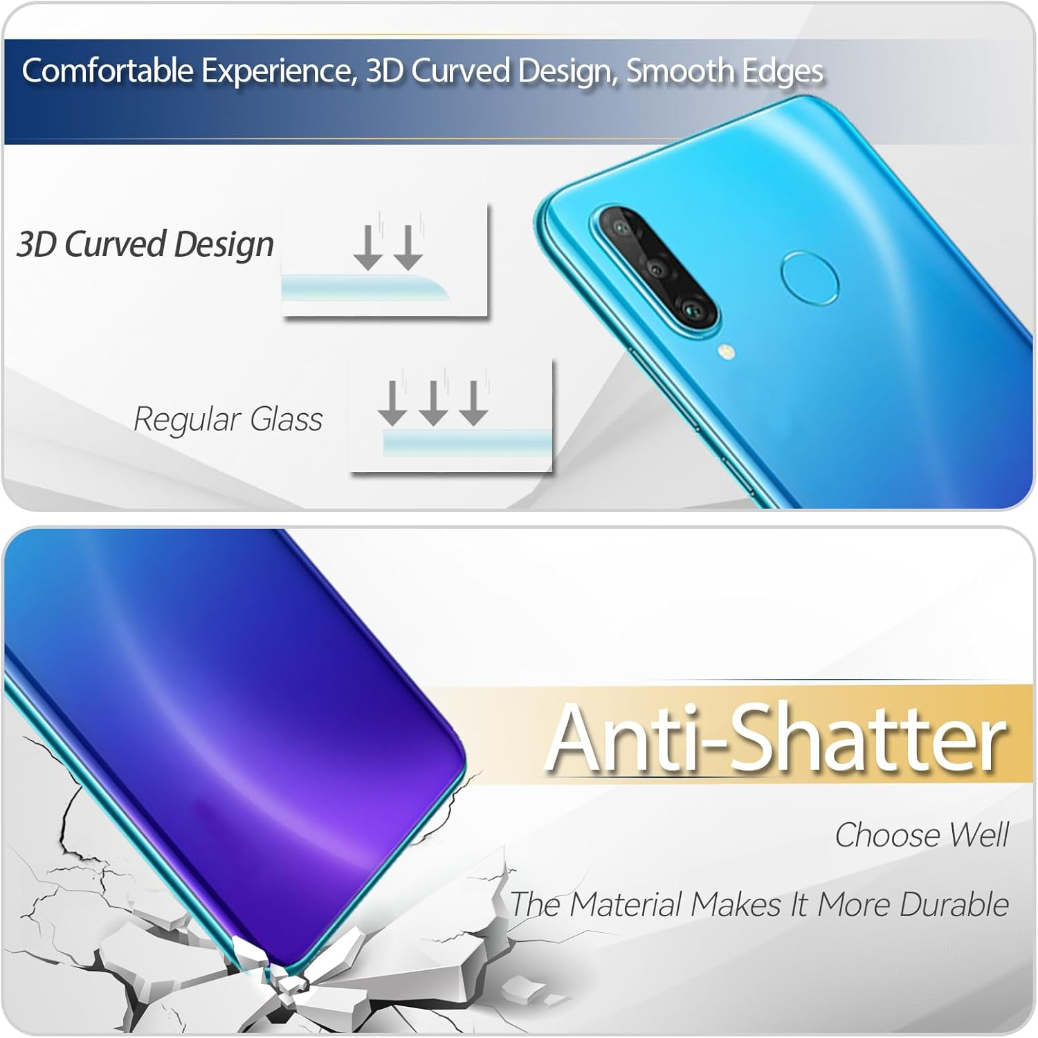 Rongzy Battery Cover Suitable for Huawei P30 Lite/Nova 4E Back Cover Battery Door Housing Back with Tool Kit (Blue) image number 3