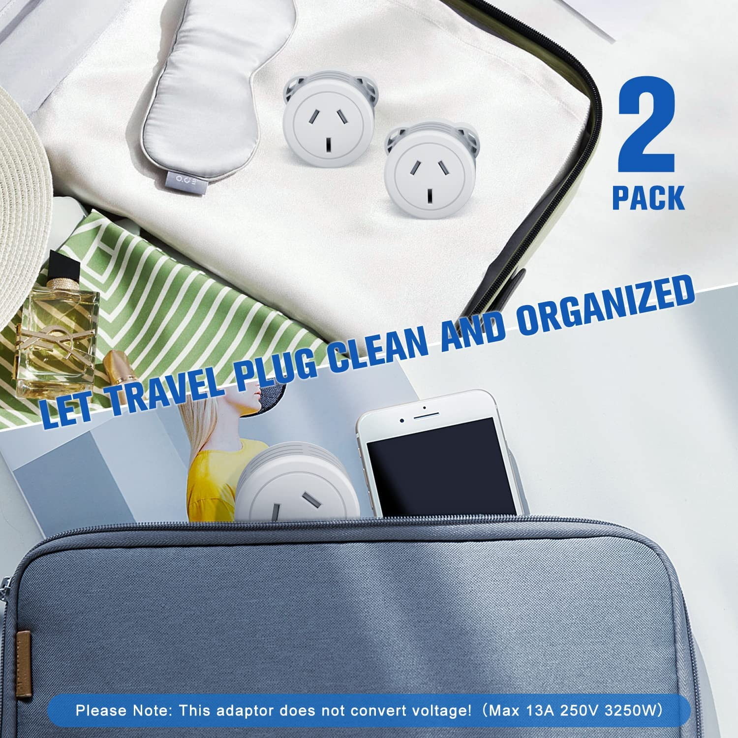 HEYMIX UK Travel Adapter, Universal Plug for Australia, International Power Adapter, England, Malaysia, Indonesia, Singapore (2-Pack) image number 4