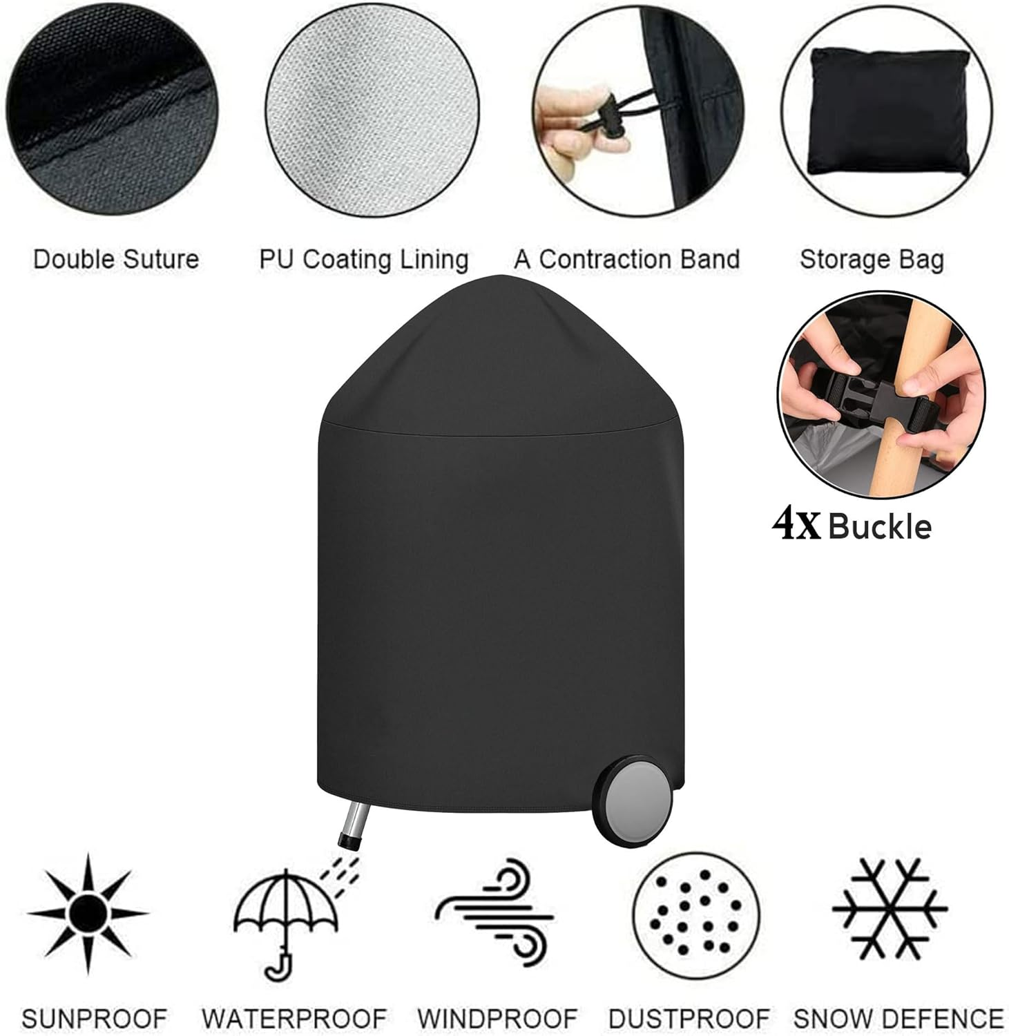 Kettle BBQ Cover for Weber 57CM Kettle Outdoor Waterproof BBQ Grill Cover for Weber Barbecue Cover for Weber 57 CM Master Touch Charcoal Grill Cover Kettle Grill - 63.5CM X 68.6CM X 88.9CM