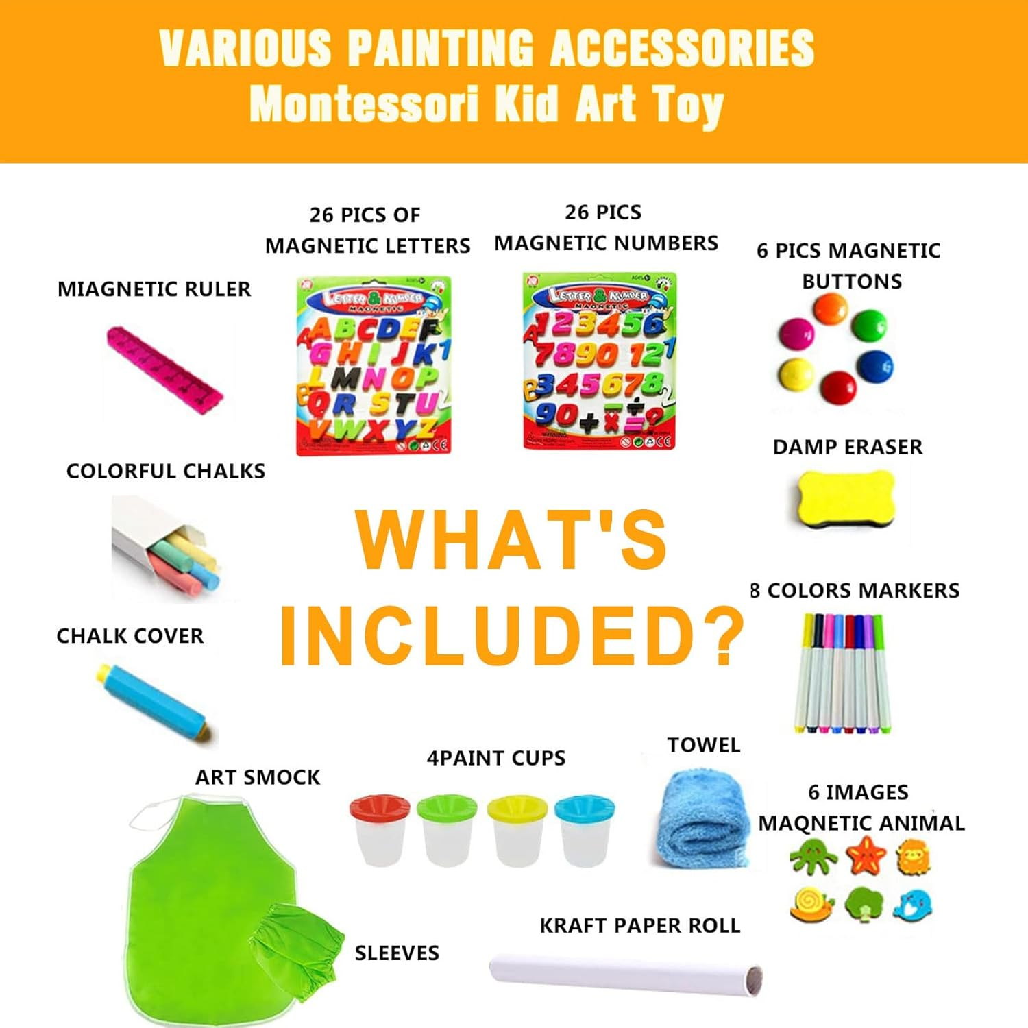 65X65Cm Adjustable Kids Art Easel for Kids - 3-In-1 Double-Sided Magnetic Chalkboard & Whiteboard with Paper Roll Chalk Board for Kids Wooden Toddler Easel for Kids, Art Set for Creative Play,65X65Cm image number 5