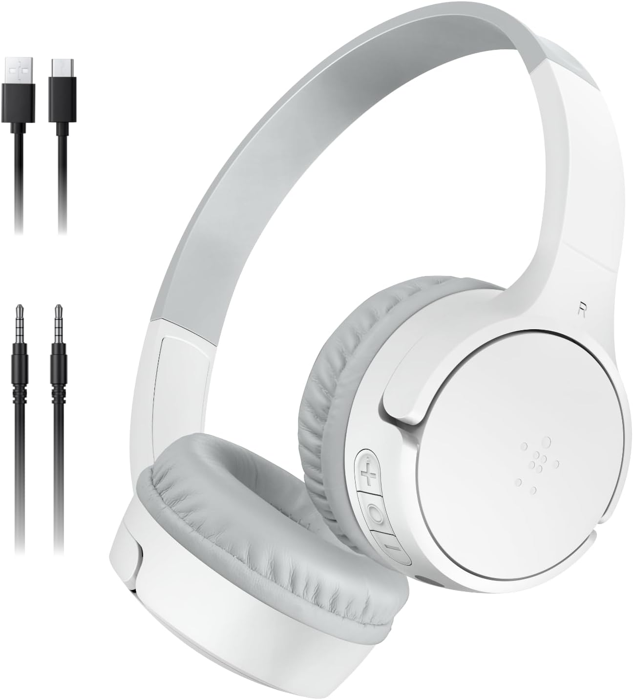 Belkin Soundform Mini - Wireless Bluetooth Kids Headphones, 30H Battery, 85Db Safe Volume Limit, Built-In Microphone - Toddler On-Ear Earphones for Iphone, Ipad, Fire Tablet, Ideal for School - White image number 5