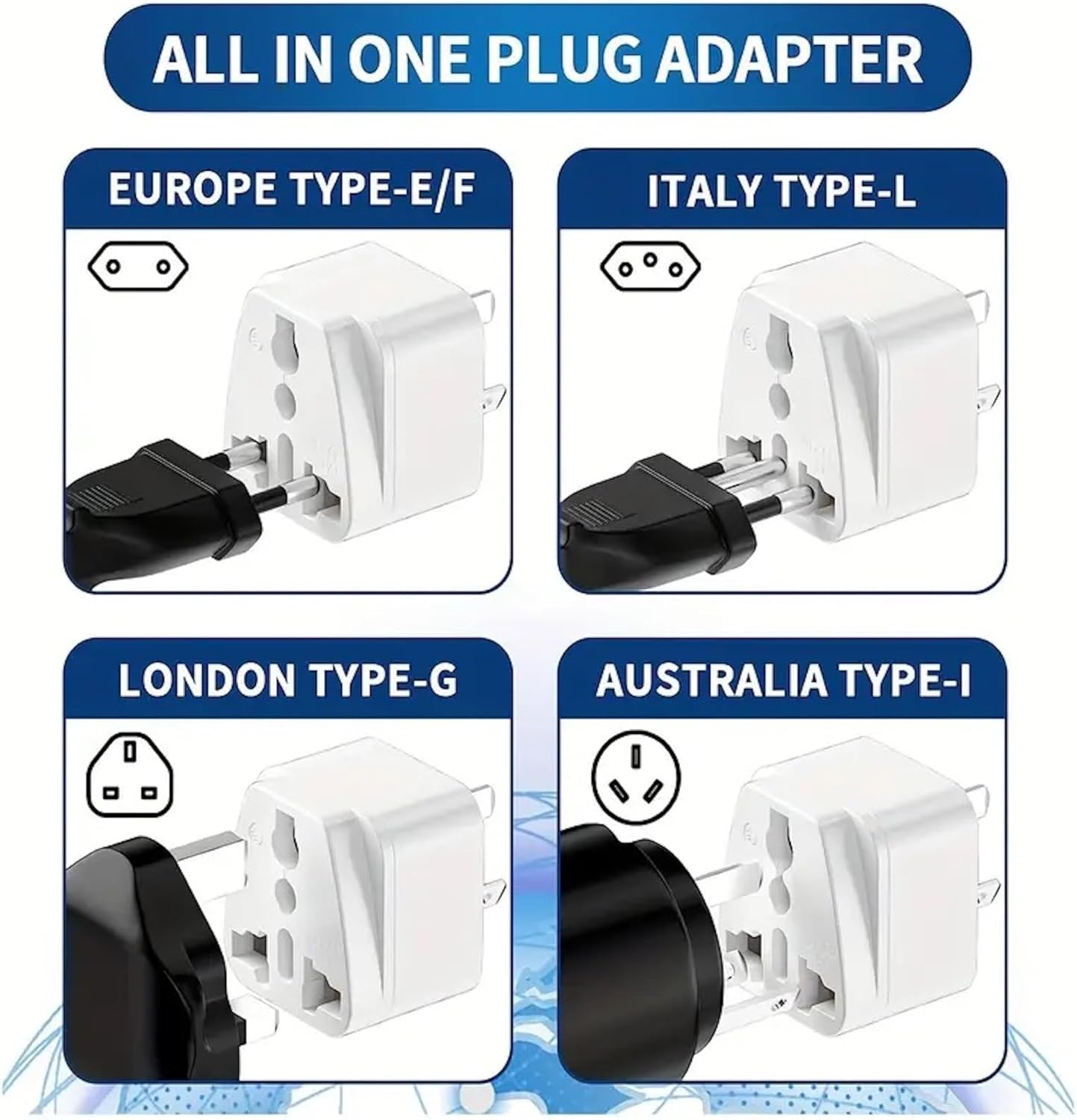 Generic 4-Pack Universal Travel Adapter Set for Australia: US, UK, EU, India to AU image number 1
