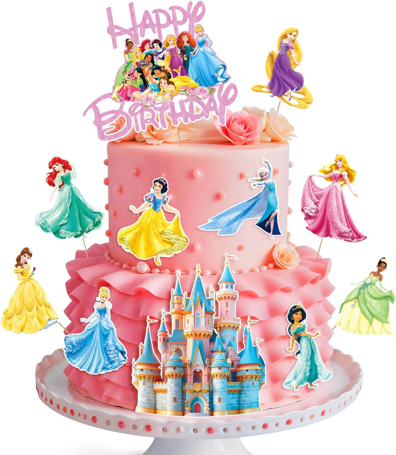 Princess Cake Topper, Princess Cake Decorations Prin Cess Cake Toppers, Fantastic Happy Birthday Prin Cess Cake Topper, Prin Cess Cake Toppers for Girls Birthday Baby Shower Party image number 1