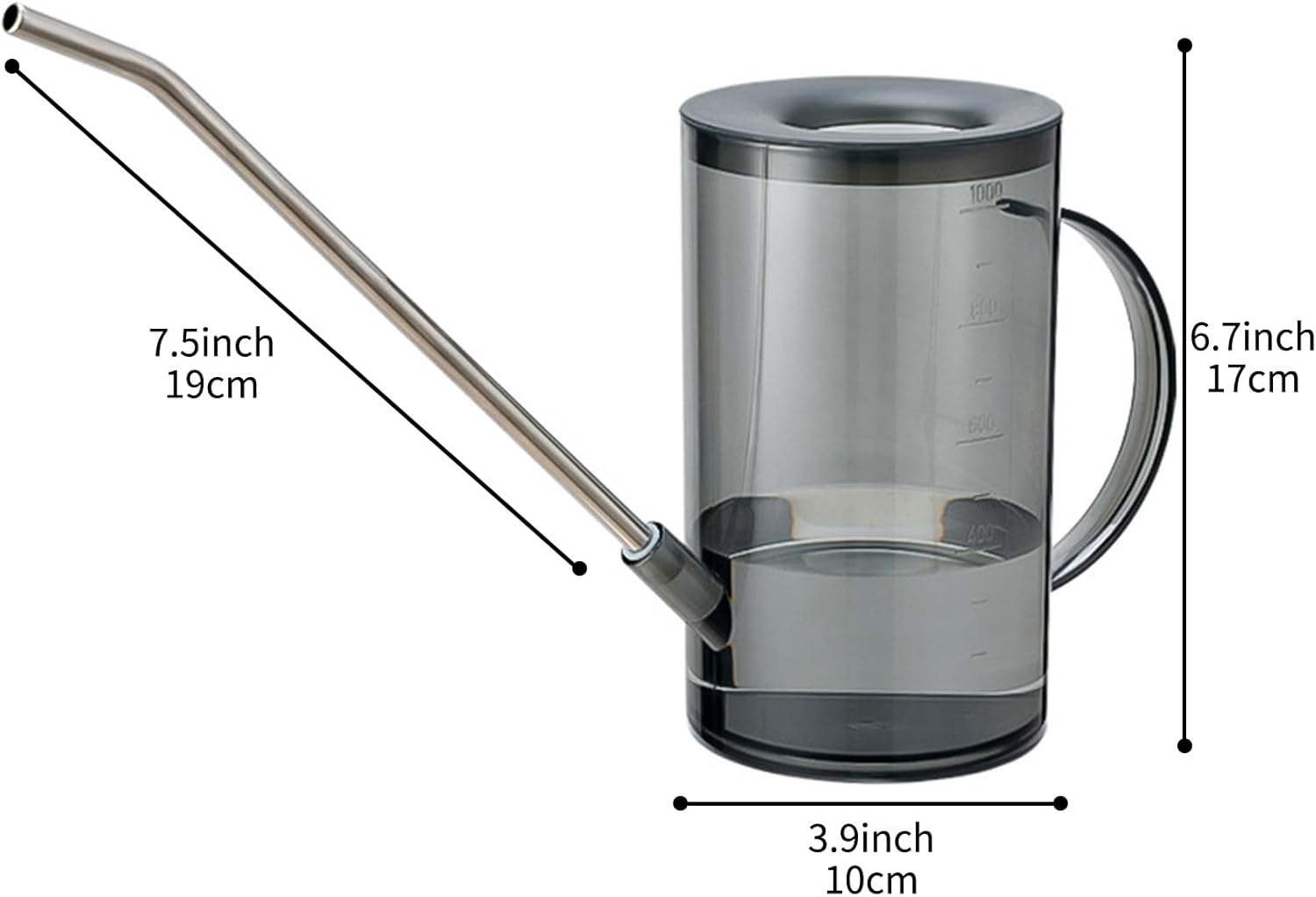 Watering Can for Indoor Plants with Long Spout, Plant Watering Can, Watering Can Indoor Plants, Small Watering Can for House Plants, Flowers, Succulents 1L/34Oz (Grey) image number 1