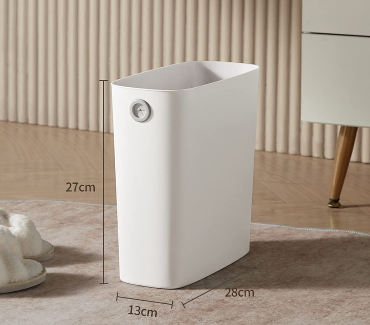 QUHUOYAO Waste Garbage Can, Bathroom Waste Garbage Can without Lid, Household Waste Garbage Can, Suitable for Bedroom, Living Room, Kitchen, 10 Liters Capacity, Warm Green/White (White) image number 4