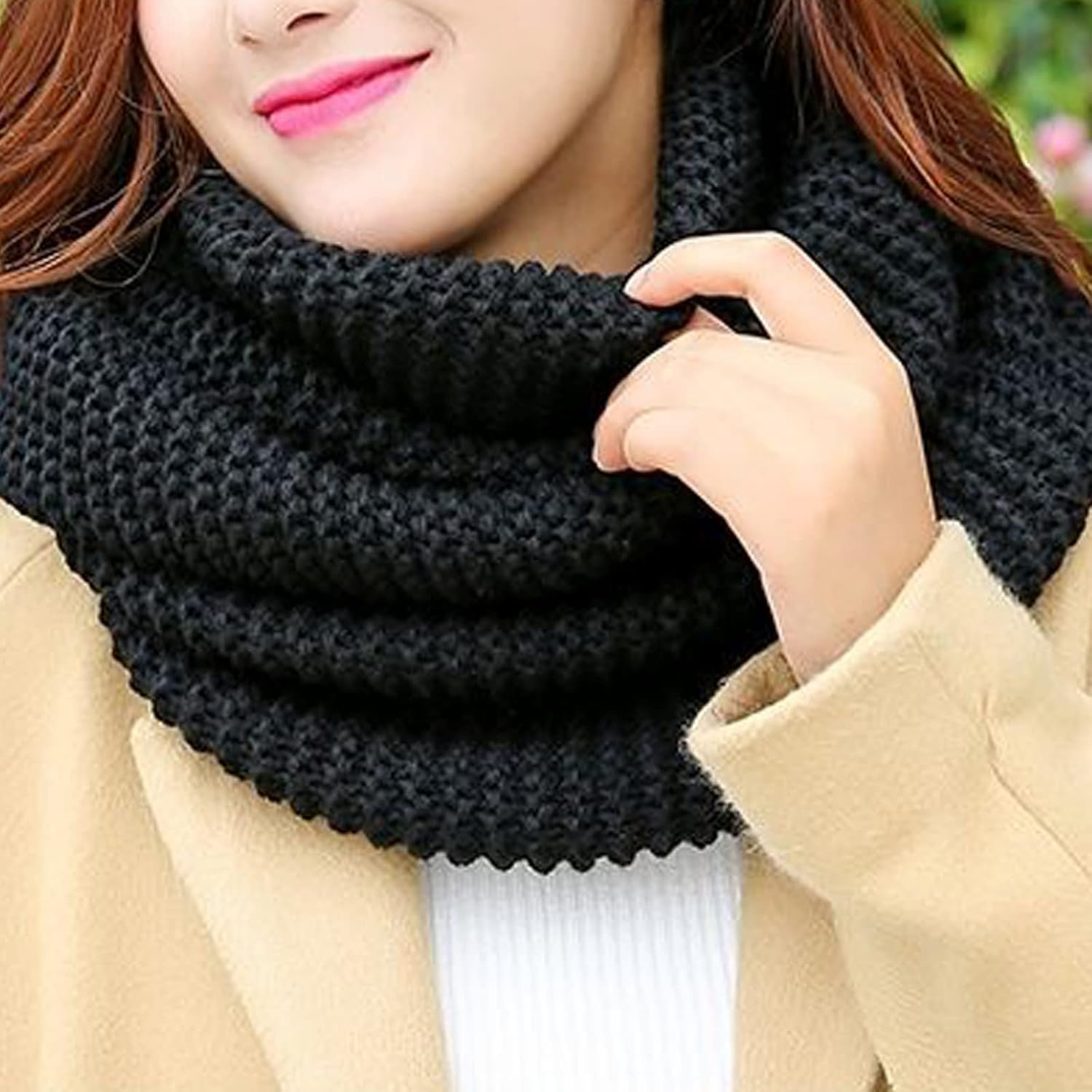 CENZICOM Neck Warmer, Winter Warm Fleece Lined Chunky Knit Thermal Neck Warmer for Women image number 5