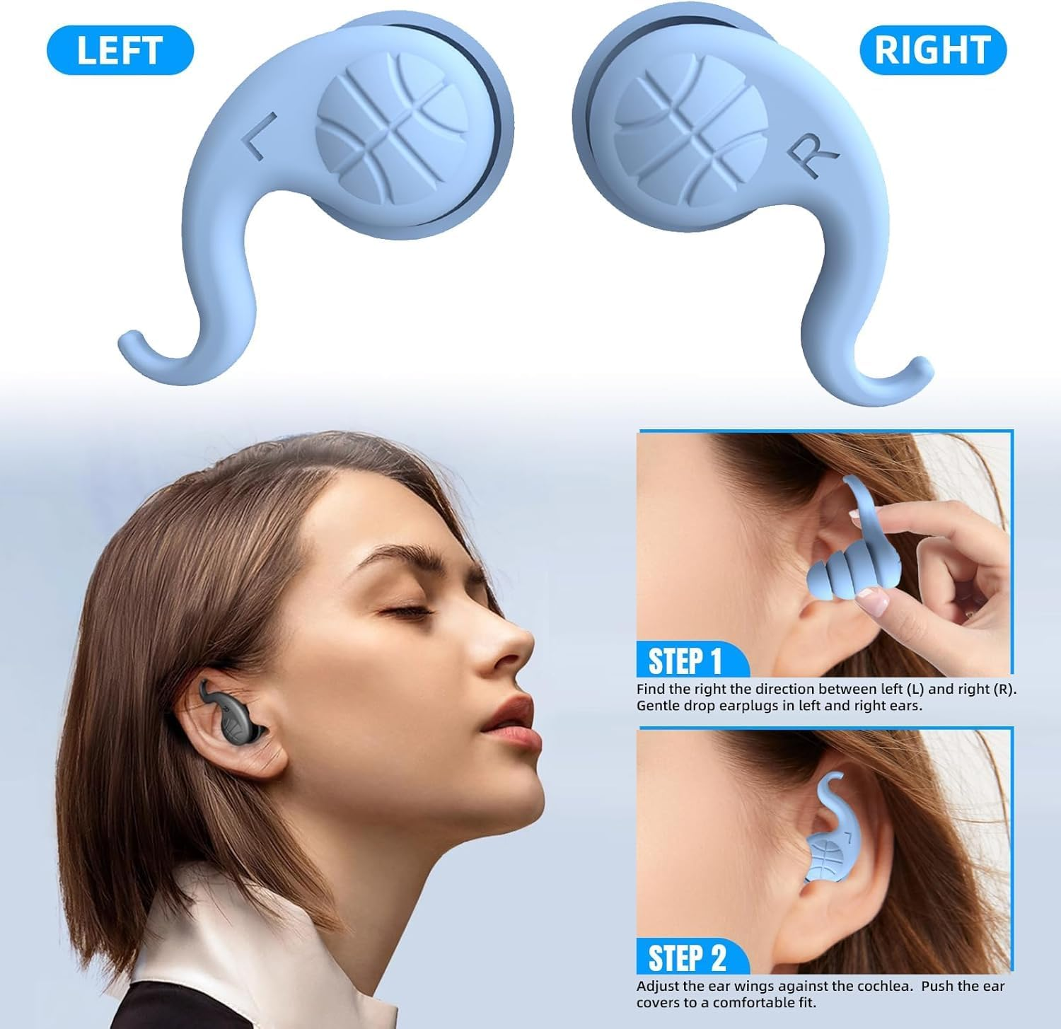 4Pairs Ear Plugs for Swimming，Soft Silicone Reusable Waterproof Ear Plugs for Noise Cancelling，Bathing, Surfing, Swimming, Kayaking(Black,Green,Blue,Yellow) image number 3