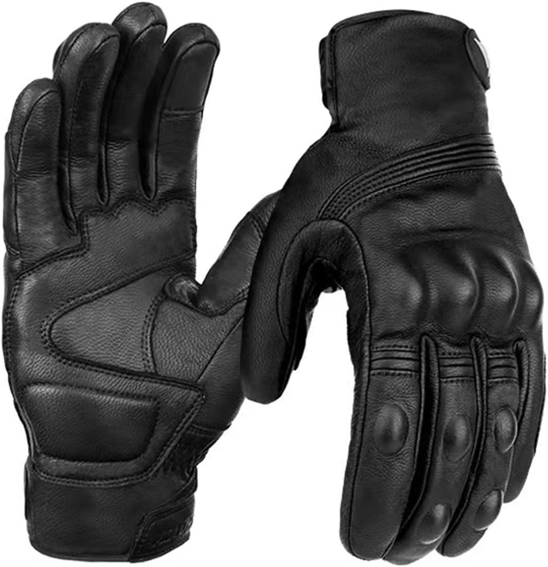 KANGYEBAIHUODIAN Warm Motorcycle Gloves Leather Winter Thermal Inner Gloves Women Men Invierno Luvas Hombre Hiver Guante Touch Screen Wearable (Color : Black, Size : L)