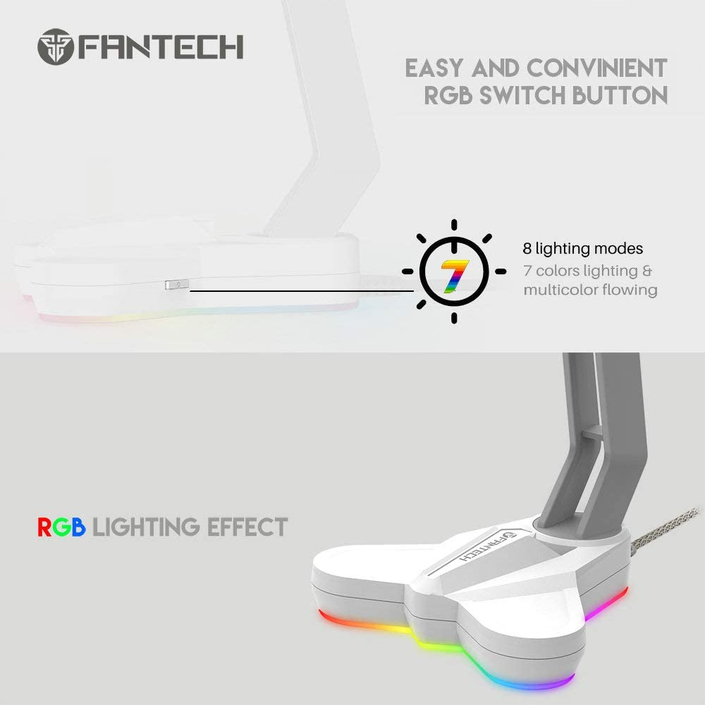 FANTECH Tower RGB Headset Stand, Headphone Holder for Gamers Gaming PC Accessories (White) image number 3