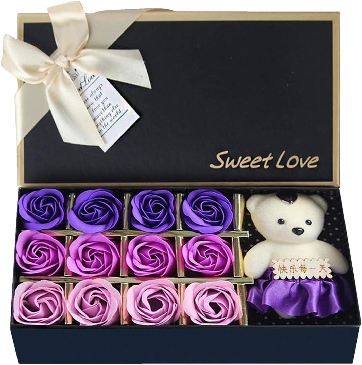 Misaakoeq Floral Scented Bath Soapbar Flower Petals | 12 Petals Shaped Soapbar with Bear Doll | Romantic Cute Soapbar for Women Teens Girls Mom