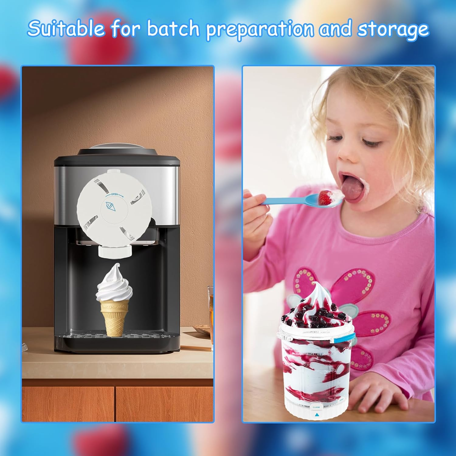 2 Pack Ice Cream Tubs for NC700 Series Swirl 500ML Reusable Ice Cream Storage Cup with Lid and Spoon Dishwasher Safe for Kitchen Homemade Icecream (Grey, 2Pack) image number 3