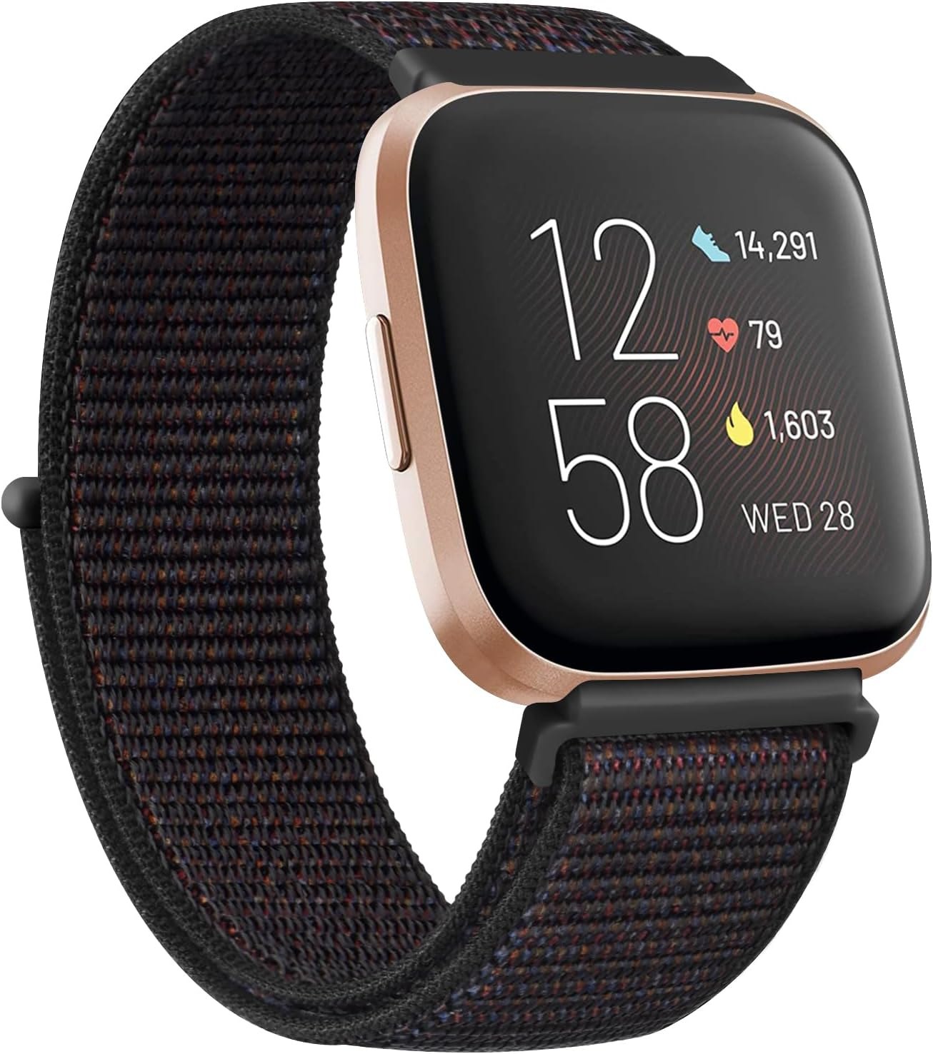 Nylon Bands for Fitbit Versa 2 Bands, Fitbit Versa Band,Fitbit Versa Lite/Se Band Women/Men, Adjustable Soft Breathable Solo Loop Nylon Braided Replacement Strap Wristband