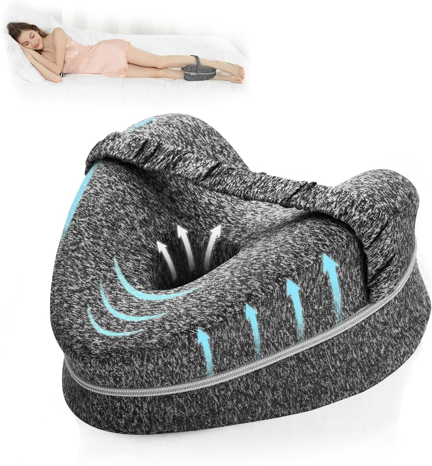 BEAUTRIP Leg Pillow | Ergonomic Side Sleeping Pillows | Memory Foam Knee Pillow with Strap for Side Sleeper | Leg Support Cushion with Removable and Washable Cover