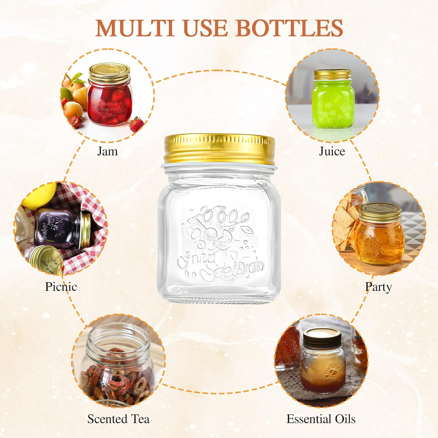 Fayrvind 12 Pack 150Ml Small Mason Jars with Airtight Lid, Mini Glass Canning Jar for Pickling Fermenting Sauce, Spices, Storing Honey Yogurt Jelly Jams Oats Preserve Jar, 12 Label Pen Included image number 5