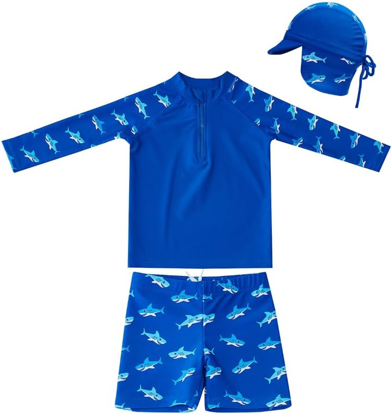 Big Softies Long Sleeve Rashie with Short & Hat - Shark, Size 00 image number 4