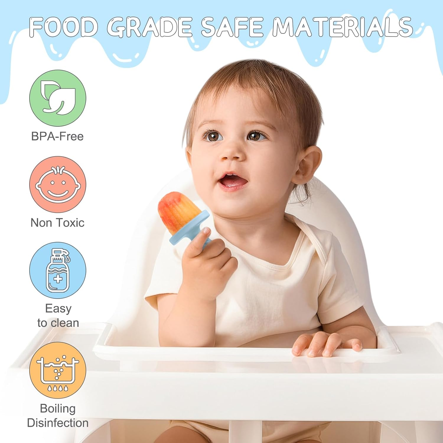 Silicone Popsicle Molds - Bpa-Free Ice Lolly Moulds for Kids & Adults, Reusable Freezer Treat Makers with 4 Sticks (Blue) - Perfect for Homemade Ice Pops, Yogurt & Juice Bars - 6Pink image number 2