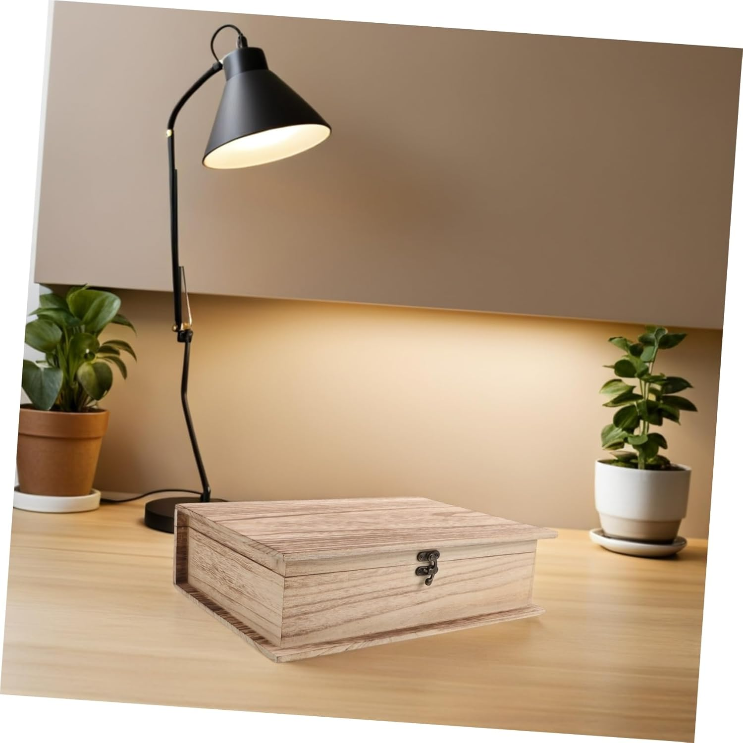 2Pcs Jewelry Storage Box Unfinished Wooden Keepsake Organizer Wooden Bible Storage Box image number 2