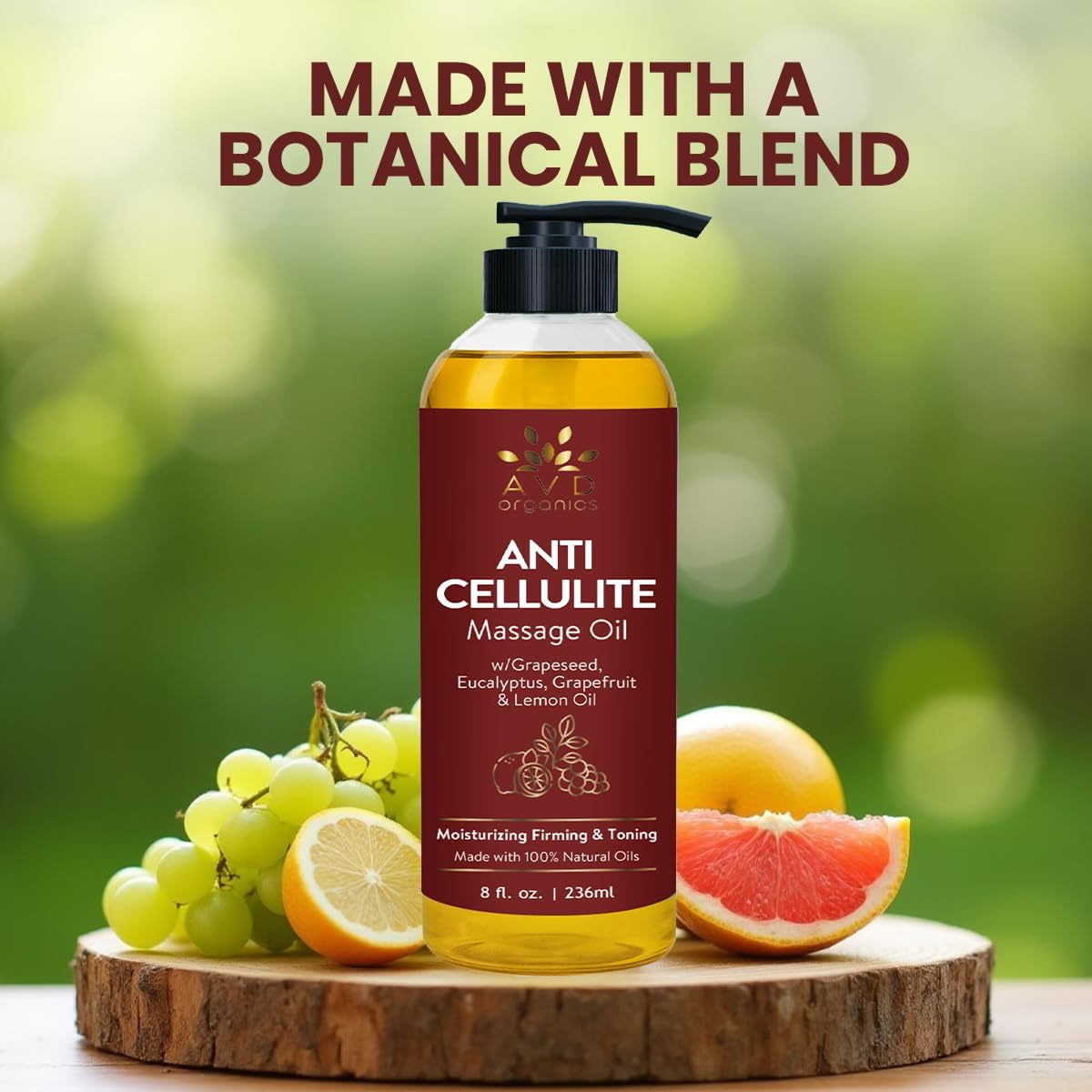 AVD Organics Anticellulite Massage Oil 236 Ml | Elevate Your Massage Rituals with This Oil Offering Deep Skin Nourishment and a Soothing Aromatic Touch| 8 Fl.Oz image number 1