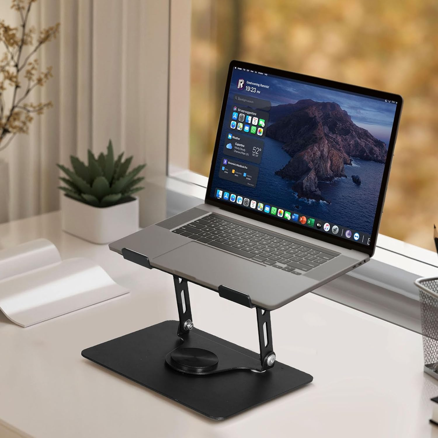 Traderight Aluminum Laptop Stand, Fits All 7-17", 23Cmx21Cmx26Cm,Computer Stand Laptop Holder Compatible with Air, Pro, Dell, HP, Laptops Adjustable 360&deg; Rotating Base, Ergonomic Notebook Riser Work image number 3