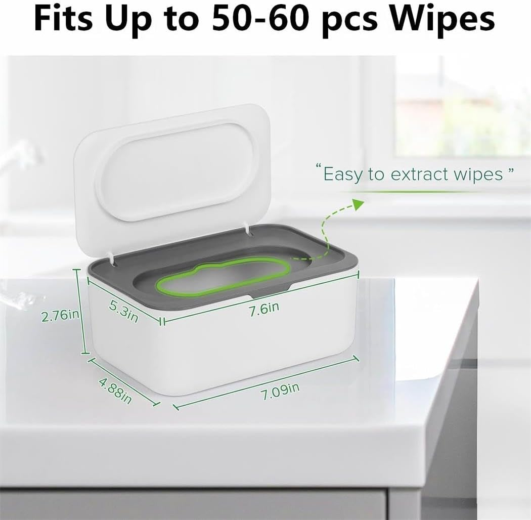 Grey Wipes Dispenser - Refillable Wipe Holder for Baby & Adult, One-Handed Operation, Non-Slip Design, Easy Open/Close, Keeps Wipes Fresh - Reusable Wipe Container Pouch Case image number 4
