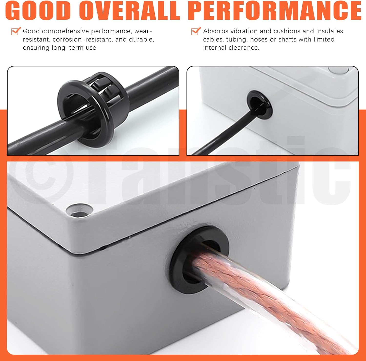 Tanstic 73Pcs 4 Sizes Cable Snap Bushing Grommets Kit, Black Nylon Snap in Cable Hose Bushing Grommet Protector, round Cable Snap Bushing Hole Plugs Locking Bushing- 1&rdquo;, 1-1/2&rdquo;, 1-3/4&rdquo;, 2&rdquo;