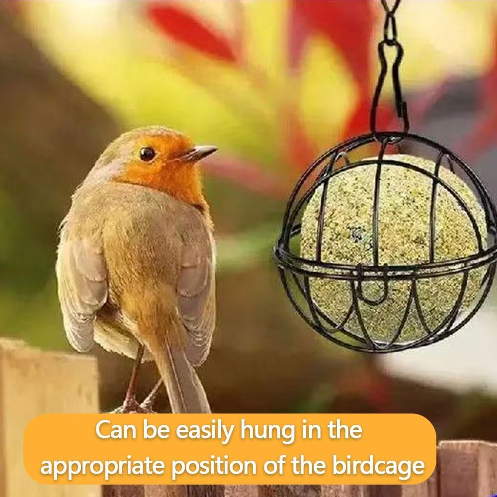 HYAVIA 4PCS Hanging Metal Bird Feeders &ndash; round Cage Bird Feeder for Outdoors, Decorative Black Ball Shape Suet Holder with Chain Hook for Garden Balcony Yard &ndash; 7Cm Diameter image number 4