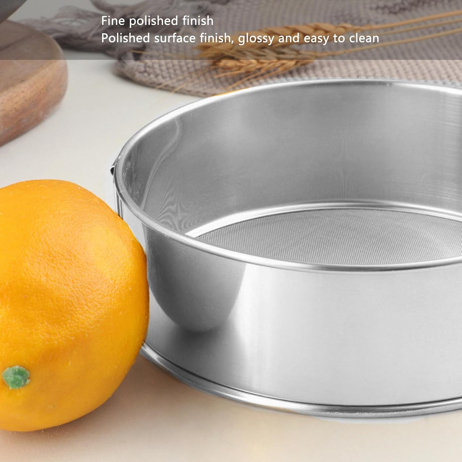 Flour Sieve Fine Mesh, Stainless Steel round Flour Sifter 80 Mesh Large Size Filter with anti Stick Coated for Baking Cake Bread image number 5