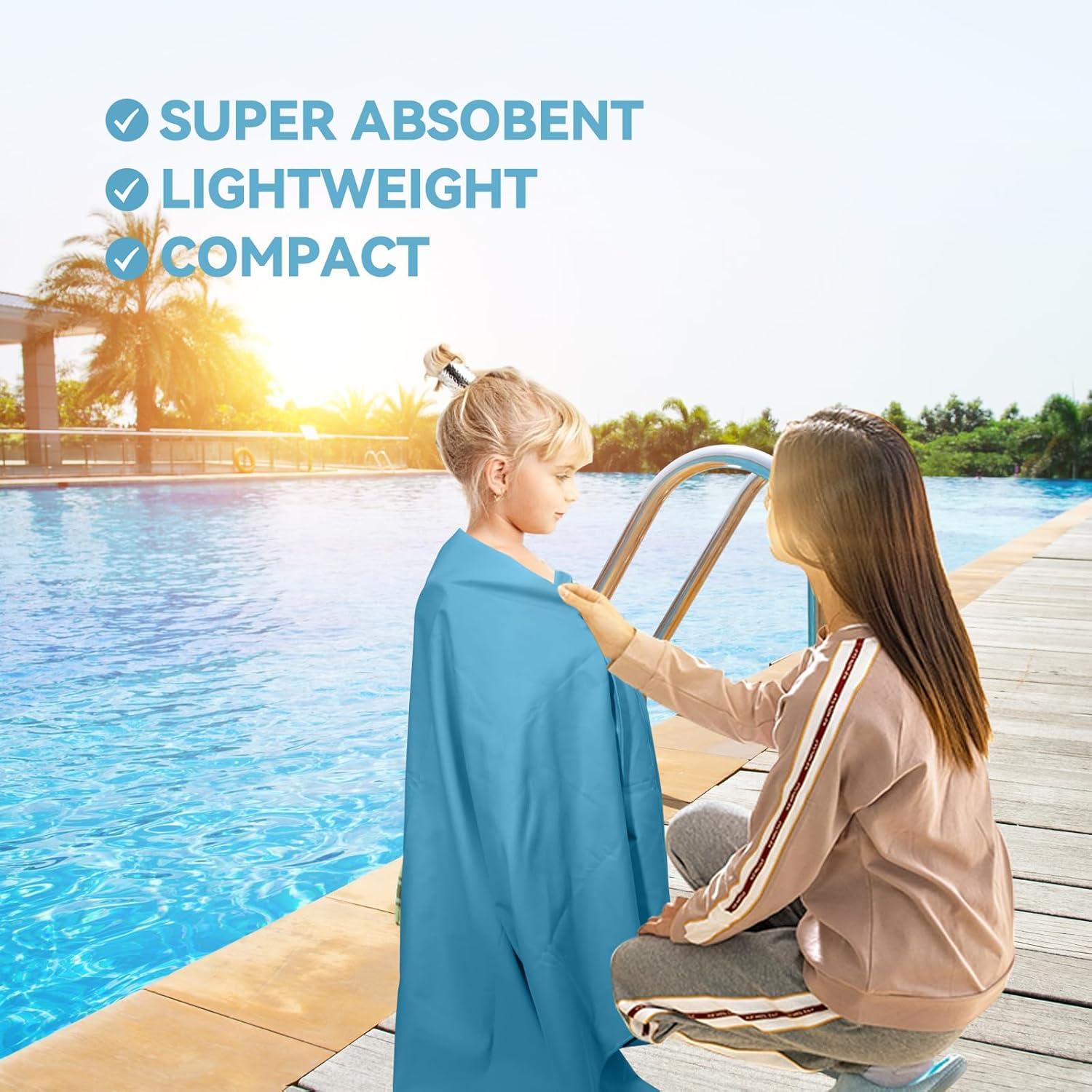 Microfiber Beach Towel-Perfect for Travel, Sports, Camping, Swimming, Yoga, Gym- Quick Dry, Sand Free, Compact, Lightweight, Absorbent (Blue, Large (160X90Cm, 63X35&rdquo;)) image number 1