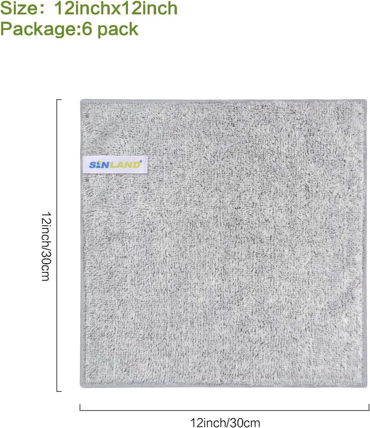 SINLAND 6 Pack Microfiber Face Towels Ultra Soft Bamboo Charcoal Facial Washcloths Reusable Makeup Remover Cloths Face Cloth for Bath 12Inch X 12Inch image number 6