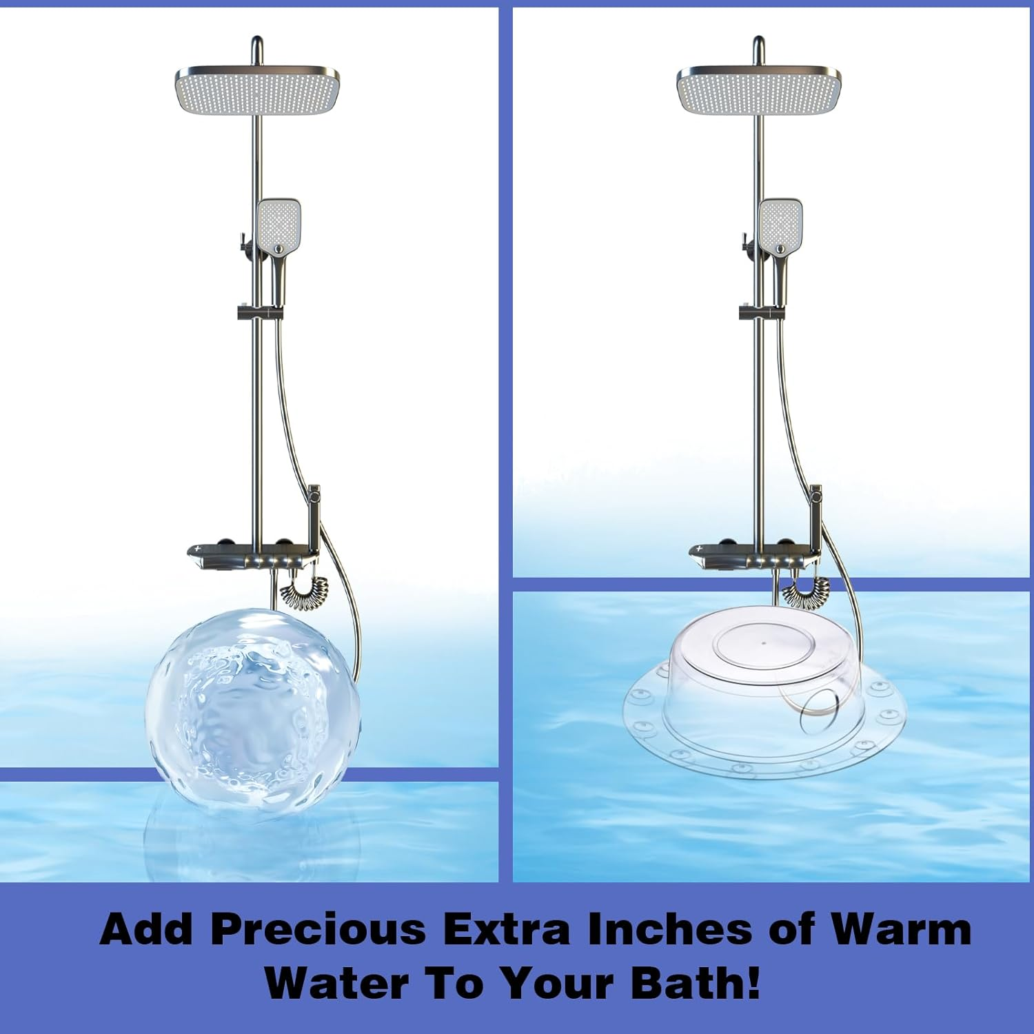 Bottomless Bath Overflow Drain Cover, 6.1-Inch Clear Tub Drain Stopper,Deep Water Bath Plug for Abysmal Soaking, Universal Fit Bathtub Drain Cover (2PCS) image number 4