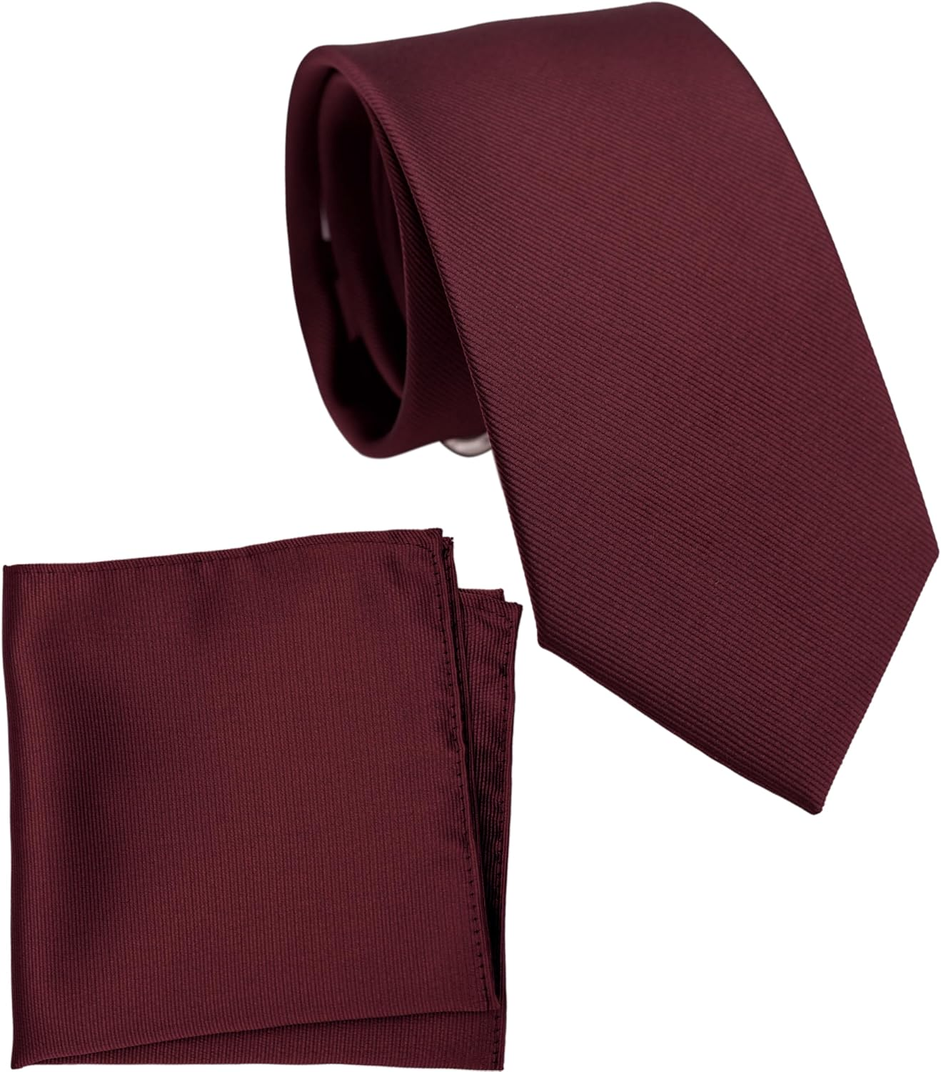 Regular Tie and Pocket Square for Men, Solid Color Necktie Set, 3.2 Inch Standard Width image number 3