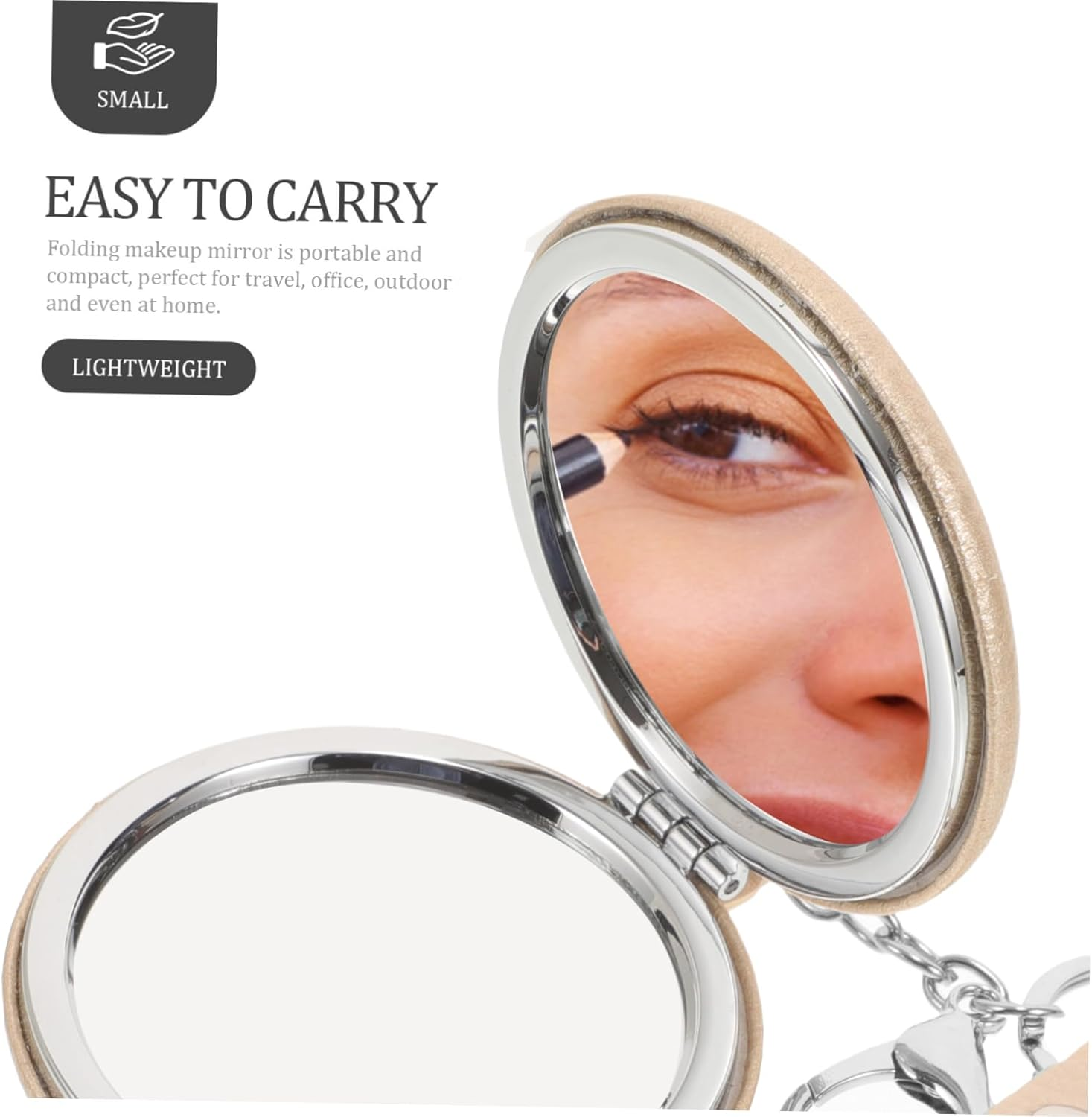 Mikinona Keychain Mirror Keyring Mirror Pendant Portable Double-Sided Makeup Compact for Travel Handbag Wallet Outdoor Use image number 4