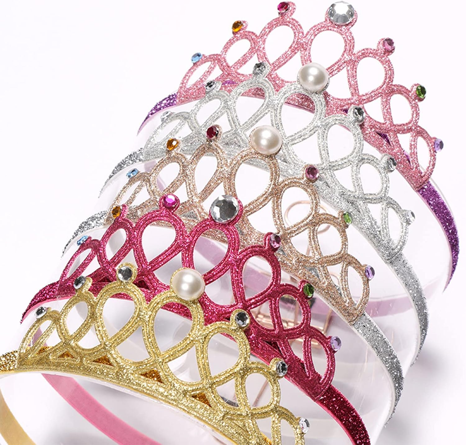 Ysmorla Pack of 6 Girls Princess Tiara Crown, Girls Crown Hair Band Kids Dress-Up Crown, Elastic Hairband Sparkling Crown Headband, Princess Tiara Set for Girls Dress-Up Party Cosplay image number 6