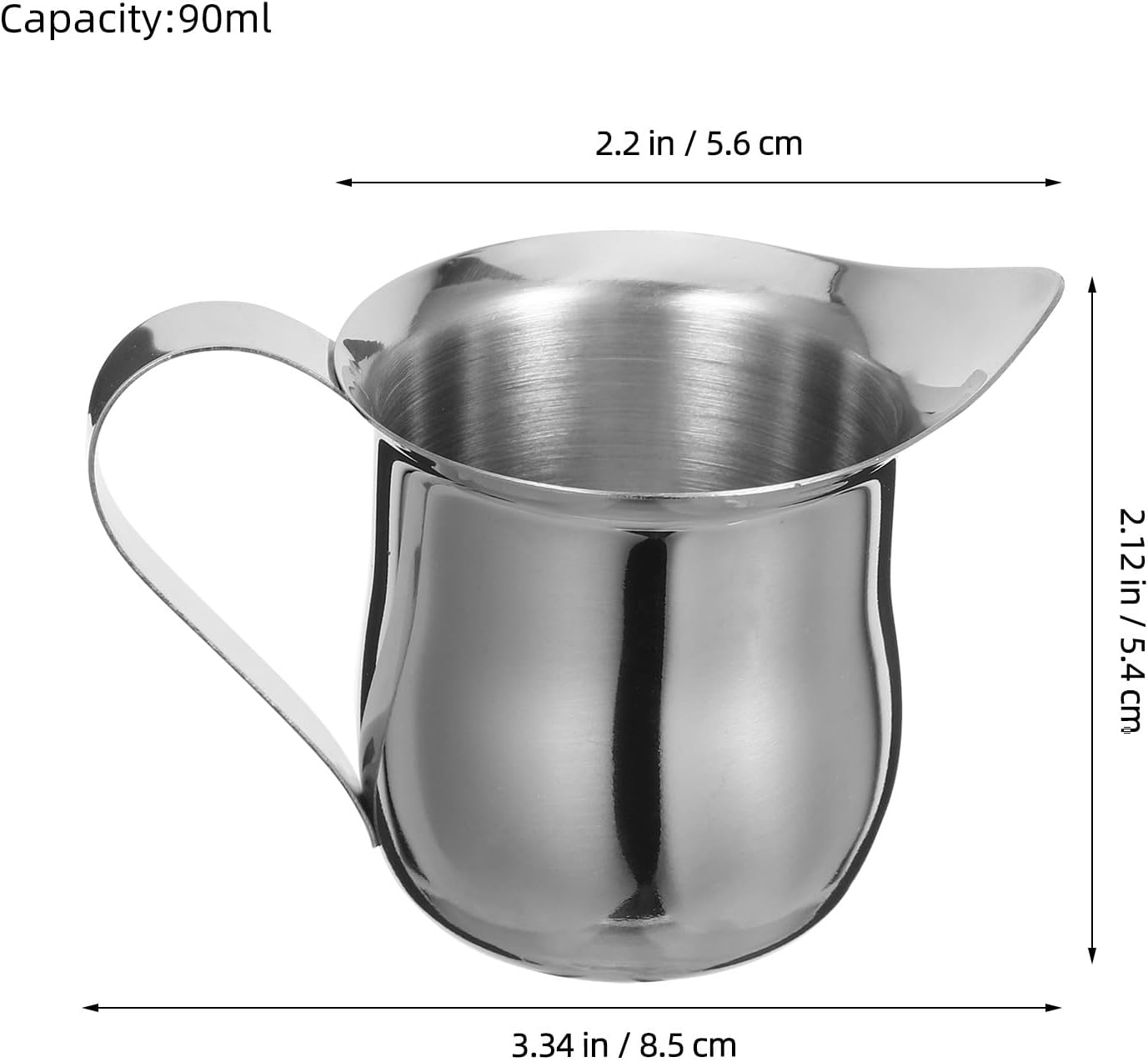 COHEALI 2Pcs 3Oz Stainless Steel Milk Frothing Jug Set, Small Coffee Steaming Pitcher Creamer Cups for Espresso and Latte, Sturdy Milk Steamer Accessories for Home and Cafe Use image number 2