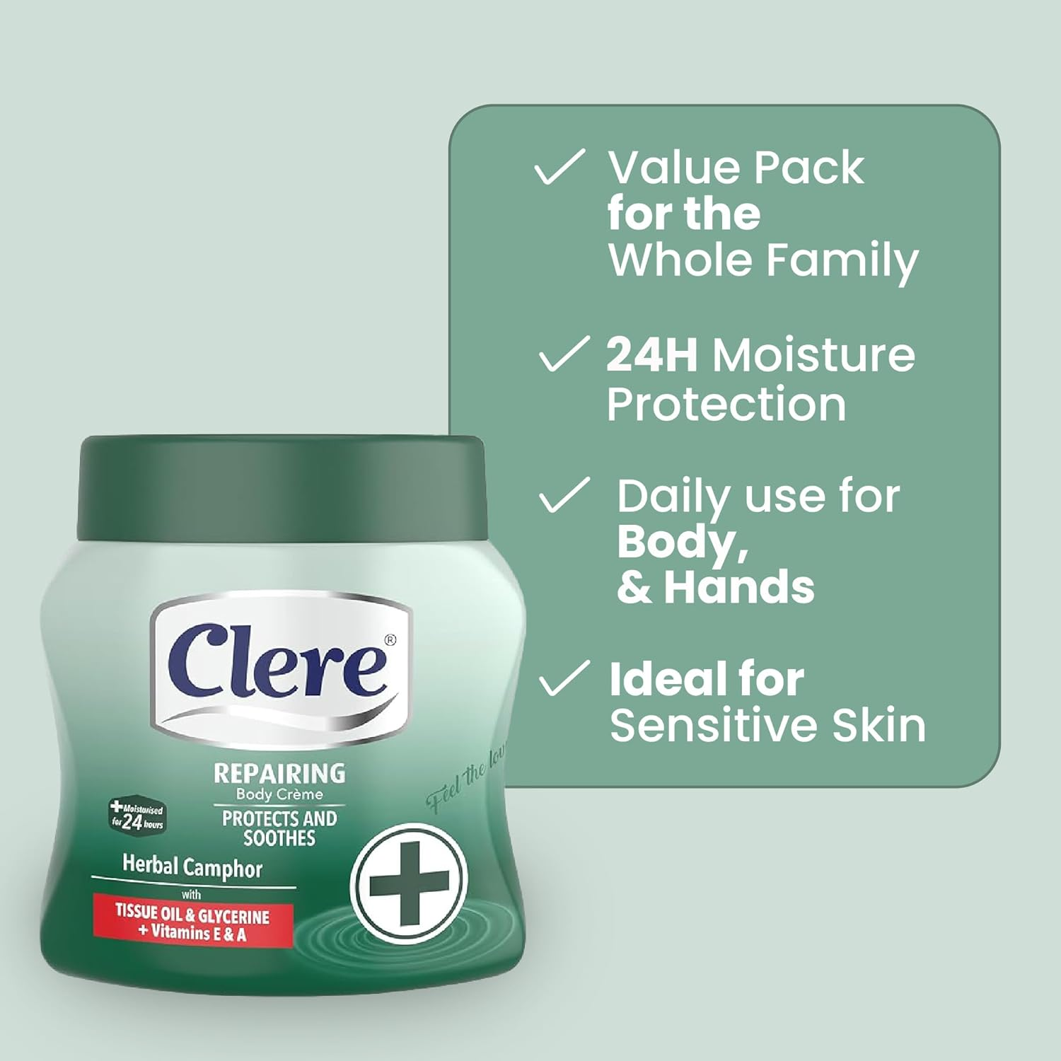 Clere Body Creme Herbal Camphor 500Ml image number 1