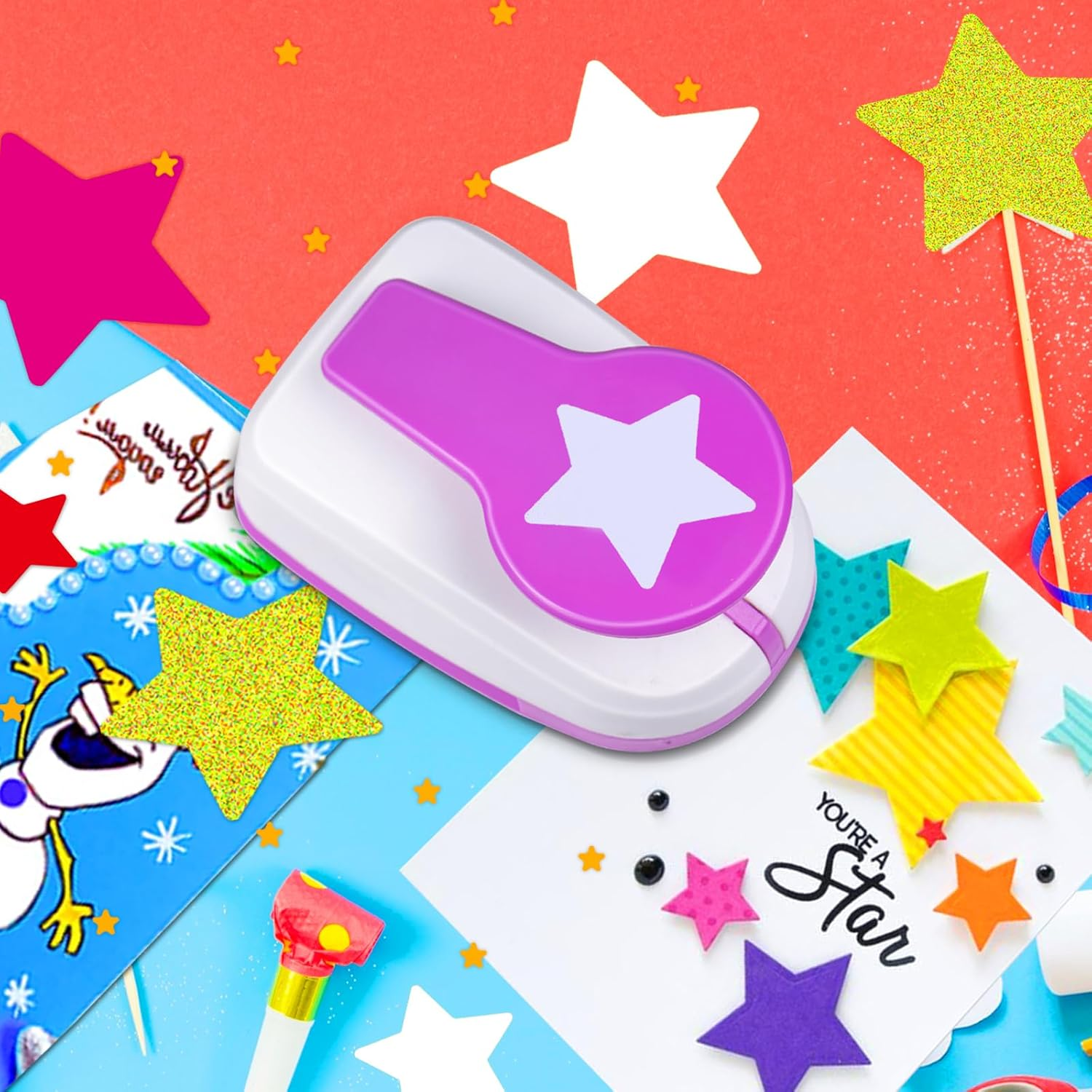 Star Punches for Paper Crafts, Star Hole Punch, Stars Paper Punch, 1.9 Inch Stars Shaped Hole Punches, Craft Cutter Tool for DIY Handmade Crafting Scrapbook Tools Cards Arts Fun Projects image number 2