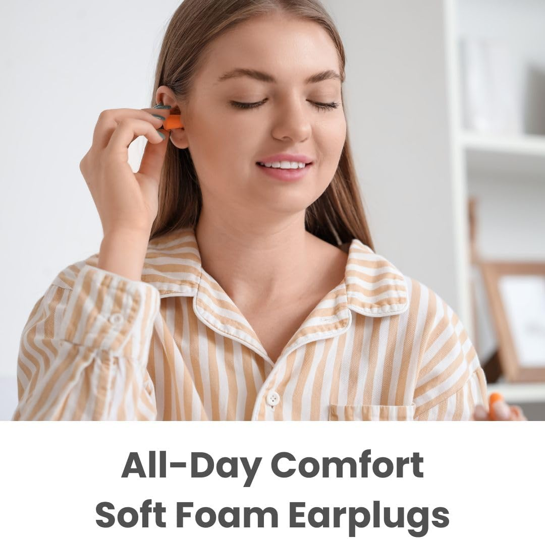 100 Pairs Corded Earplugs, Individually Packaged, Soft PU Foam Corded Ear Plugs, for Safety Hearing Protection, Sleeping, Working, Studying & Travel (Yellow, One Size) image number 3