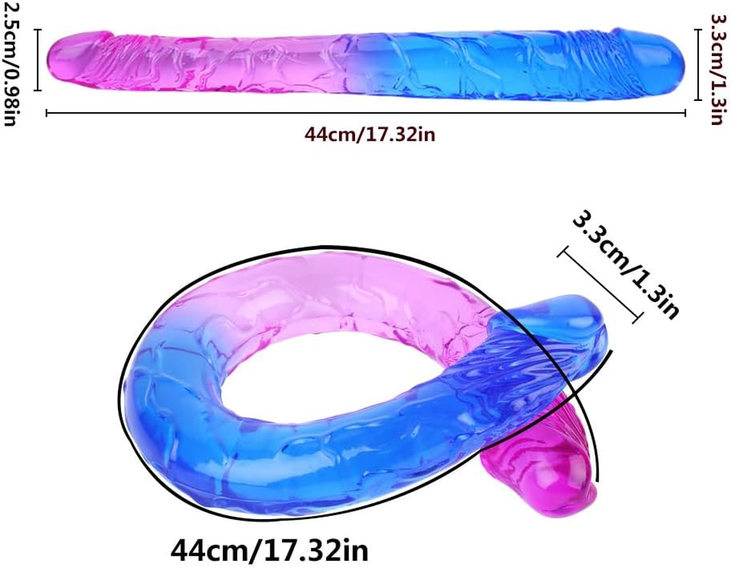 44Cm/17.32Inch Realistic Double Head Dildo Resistant Tool Comfortable Resistant Waterproof Flexible for Women Fitness - Purple & Blue Colour (Colorful)