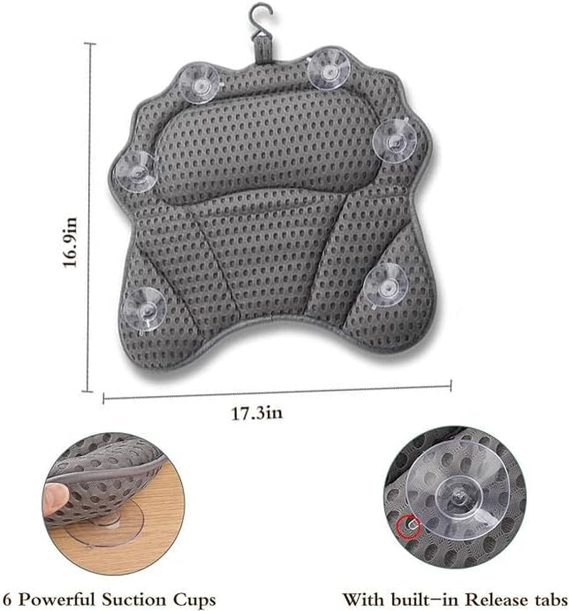 SOVYOULIVE Bath Pillow Ergonomic Luxury Bathtub Pillow with Head,Neck, Shoulder and Back Support, 4D Bath Pillows for Tub with 6 Powerful Suction Cups, Fits All Bathtub image number 1