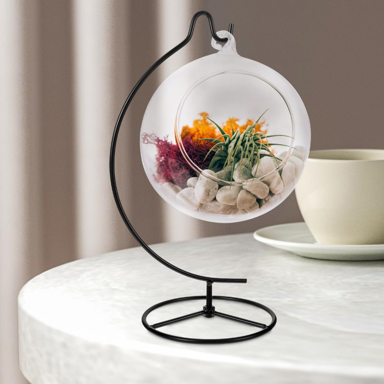 Cabilock Iron Black Iron Globe Stand Iron Display Stand Plant Terrarium Hanger Iron Globe Holder image number 1