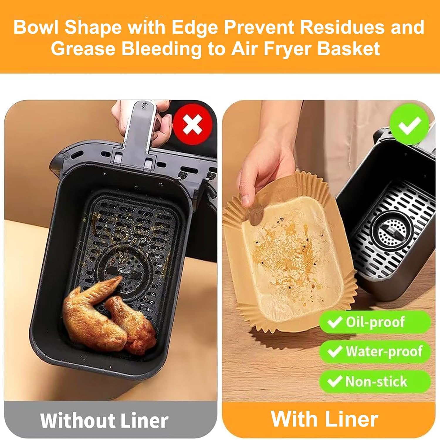 Taimler 150-Pack Air Fryer Liners Disposable (14X22Cm) | Eco-Friendly Non-Stick Parchment Paper for Ninja Dual Zone AF300/AF400, Salter, Kmart & 9.5L Air Fryers | Mother&rsquo;S Day Essentials image number 1