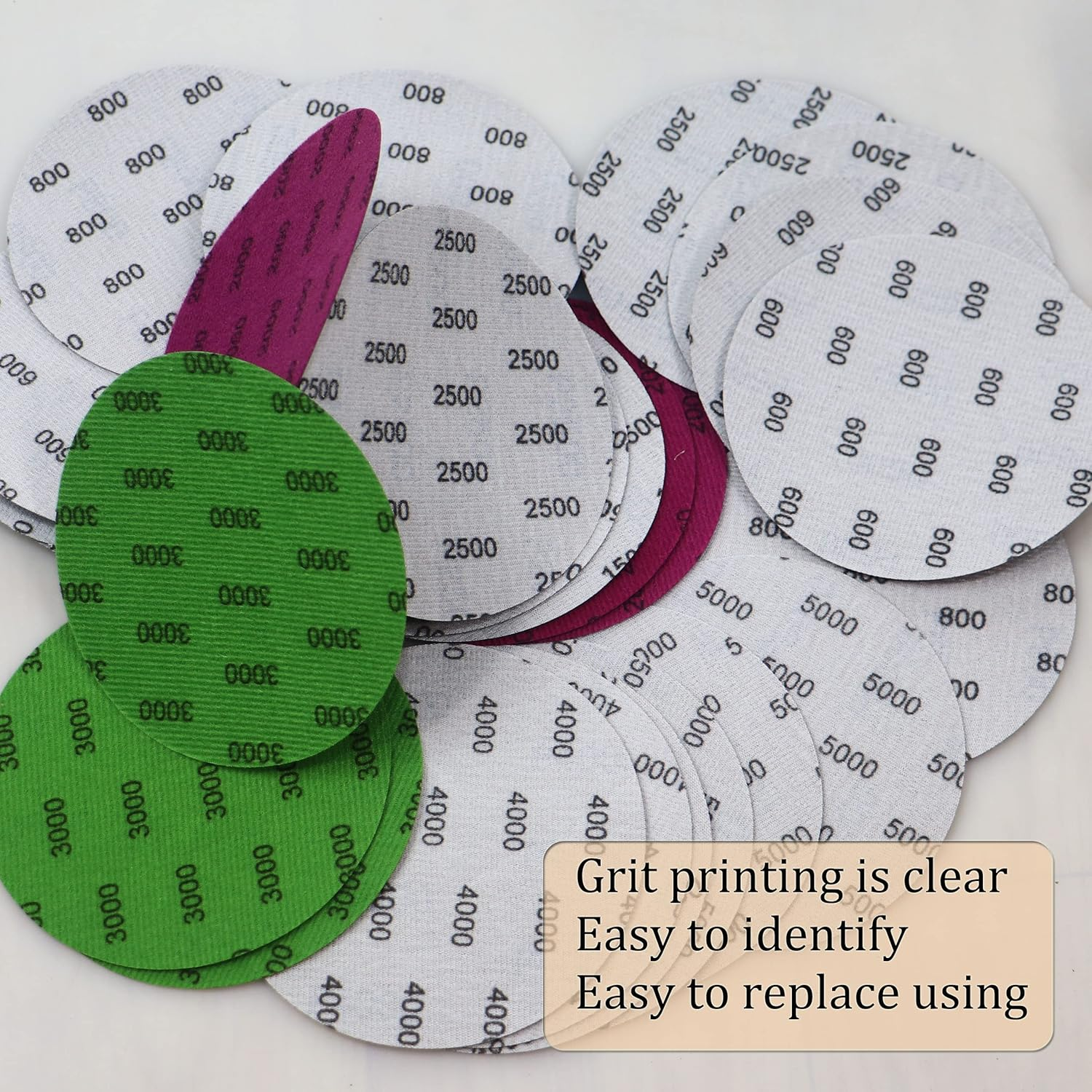 Freletry 5 Inch 30PCS #600-#5000 Hook and Loop Wet Dry Sanding Discs 600/800/1000/1200/1500/2000/2500/3000/4000/5000 Grit Compatible for Random Orbital Sander (30 PCS 5 Inch #600-#5000 Grit) image number 4