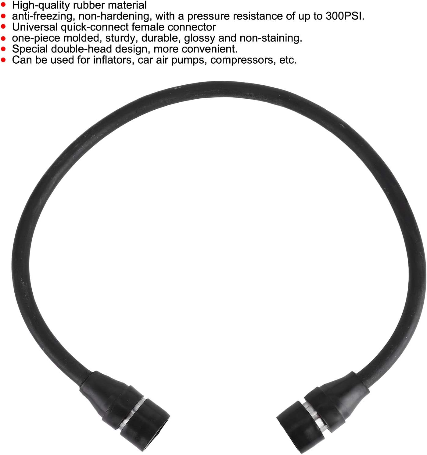 23.6In Highpressure Inflator Hose Doubleend Air Pump Quick Connection Female Connector for Inflators and Compressors Rubber Black image number 5