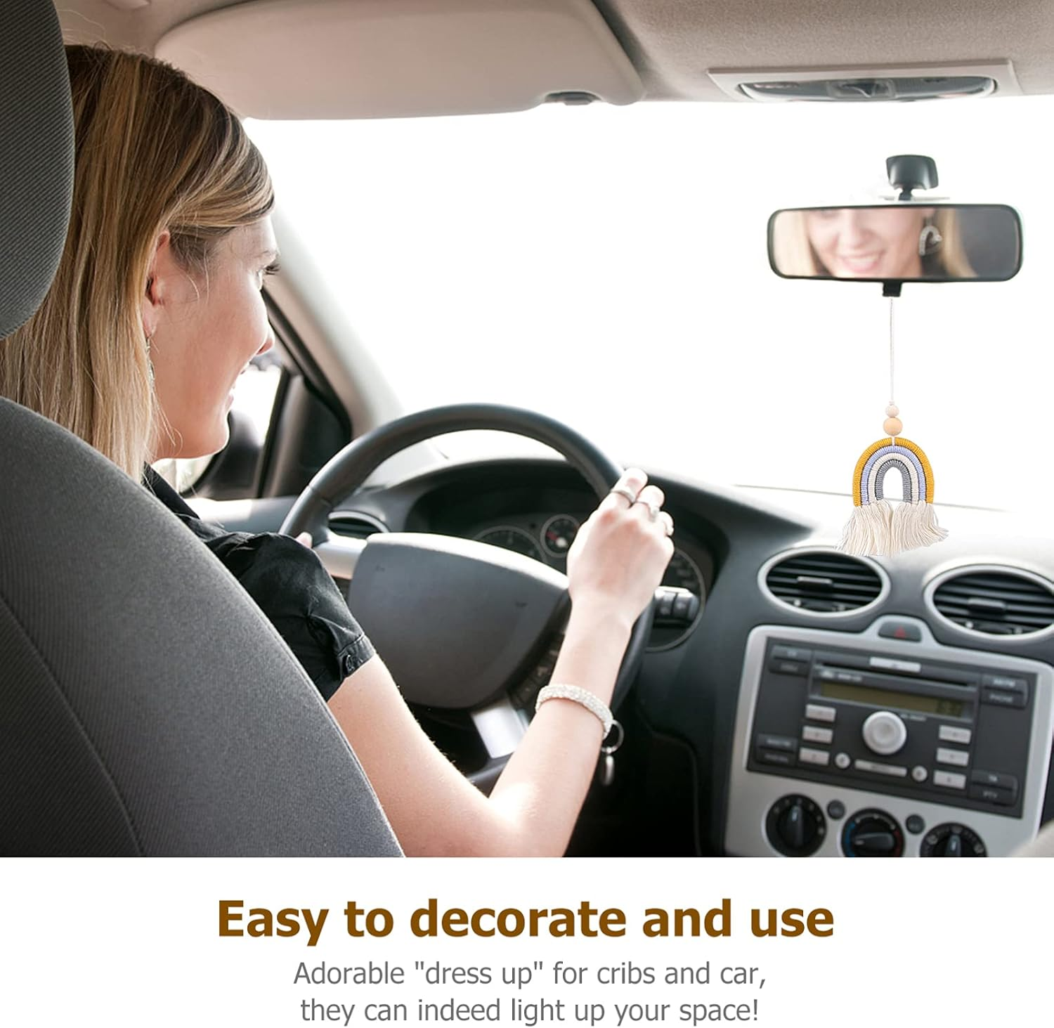 VICASKY 2Pcs Aromatherapy Pendant Handmade Car Accessories Hanging Decor Adorable Rainbow Hanging Air Freshener for Car image number 2