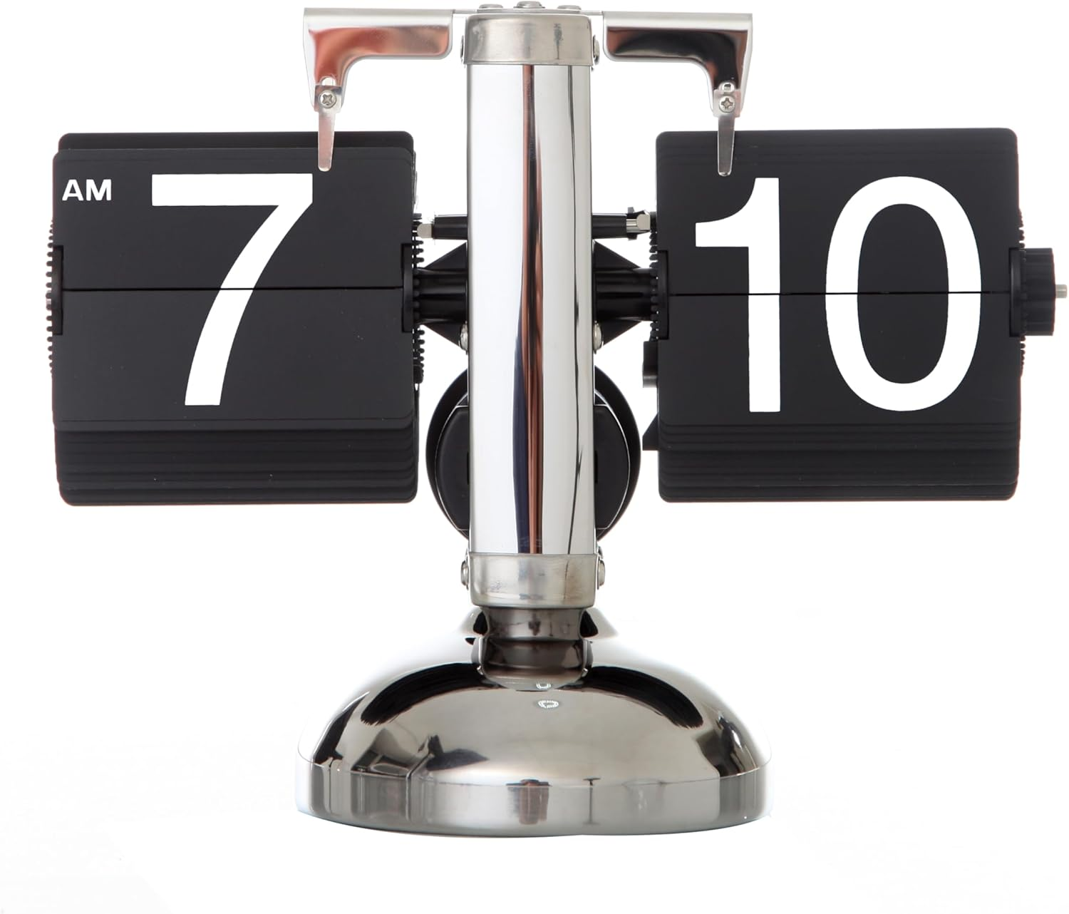 KENJIEY Flip Clock,Retro Flip down Clock Mechanical Digital Flip Desk Clock Internal Gear Operated Flip down Clock Battery Powered for Home Office D&eacute;cor White