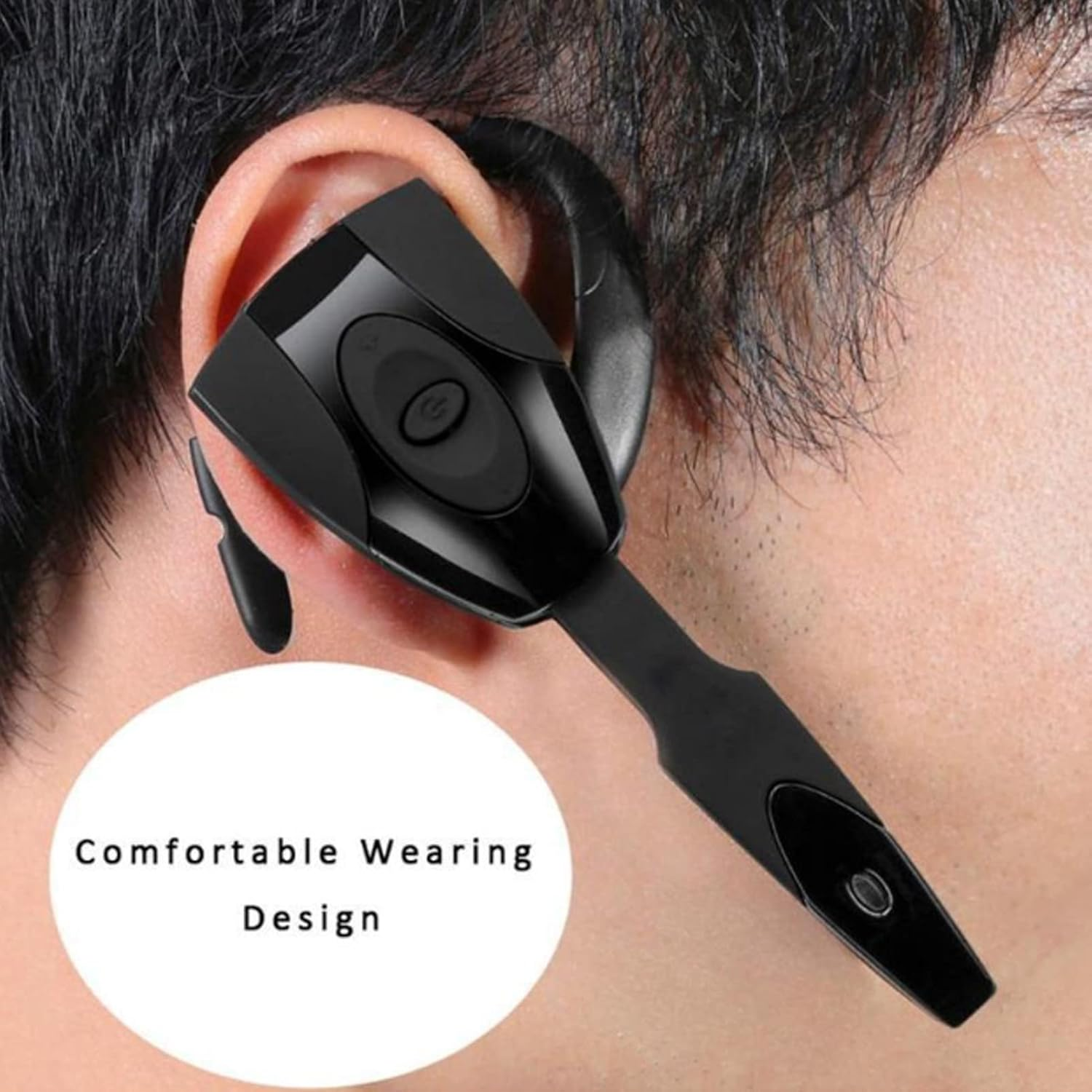 Wireless Headset, Single Ear Bluetooth Headset, HD Stereo Sound with Noise Cancellation, Ergonomic Design, USB Rechargeable, Bluetooth Headphones for Business Driving image number 2