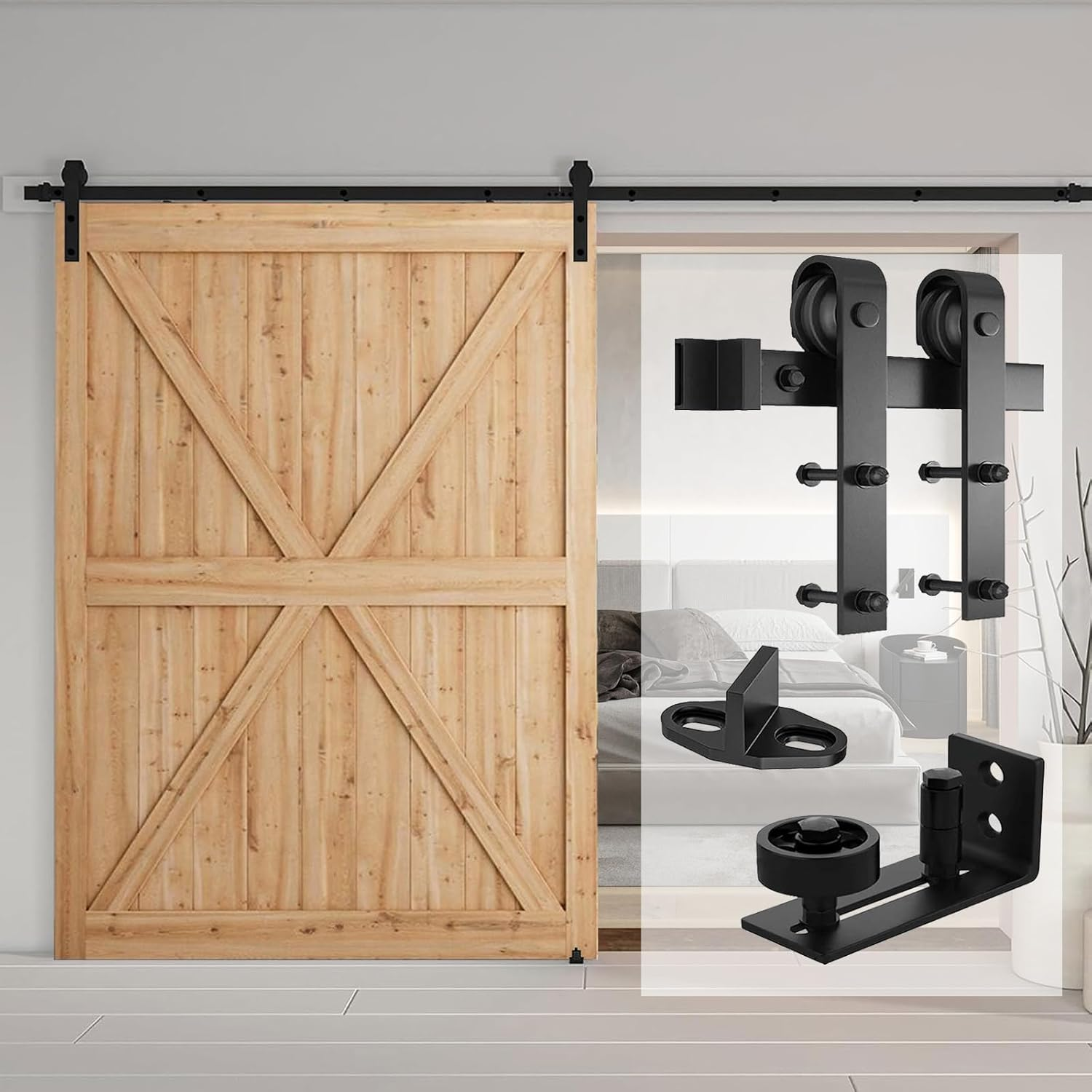 1.83M/6FT Sliding Barn Door Hardware Kit, Heavy Duty Carbon Steel, Smooth and Quiet Operation, DIY Sliding Barn Door Kit Fit 36"-40" Wide Door Panel for Bedroom Living Room Sliding Barn Door Hardware